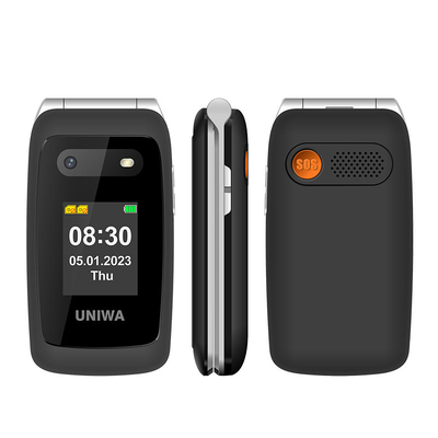 좋은 가격 UNIWA V202T 검은색 노인 스마트폰 1450mAh SOS 버튼 온라인으로