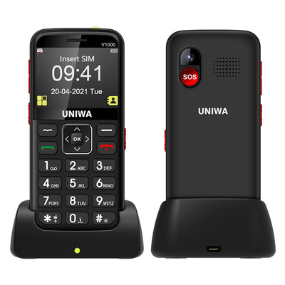 良い価格 UNIWA V1000 高齢者向け携帯電話 2.31''ディスプレイ 64MB RAM 0.3MP カメラ SOS機能 オンライン