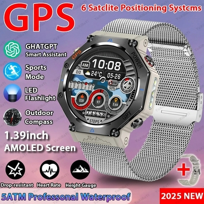 Хорошая цена. ChatGPT ИИ-ассистент GPS 5ATM водонепроницаемый Двухдиапазонный GNSS компас Военный спорт Умные часы онлайн