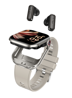 TWS 2-em-1 Bluetooth Earphones e 2,02''TFT Square Screen Bluetooth Call Smart Watch com 400911 Bateria Capacidade 3,7V/25MAH