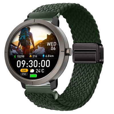 Un buen precio. DM76 Sport Smart Watch GPS Ultra delgado 1,32' AMOLED BT Llamada 50M Compasso a prueba de agua frecuencia cardíaca en línea